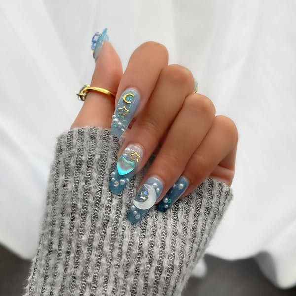 Blue Moon Baby Luxury Handmade Press-On Nail Set