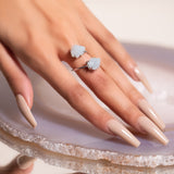 Double The Attention Aquamarine Ring In Silver - Beau Life